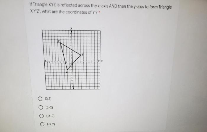 Triangle xyz is shown on the coordinate plane