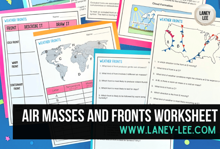 Air masses and fronts review worksheet answer key