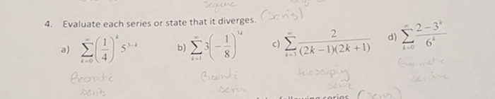 Evaluate series each arithmetic described